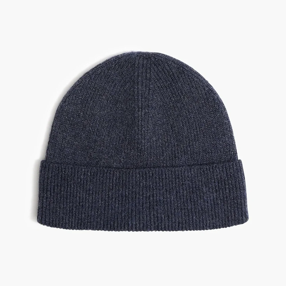 NWT J.Crew Supersoft Beanie Hat Navy | Recycled Knit | Small Seam Hole | Unisex